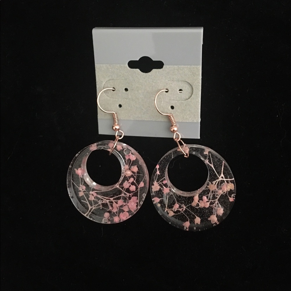 Rose Gold and Acrylic Dangle Earrings